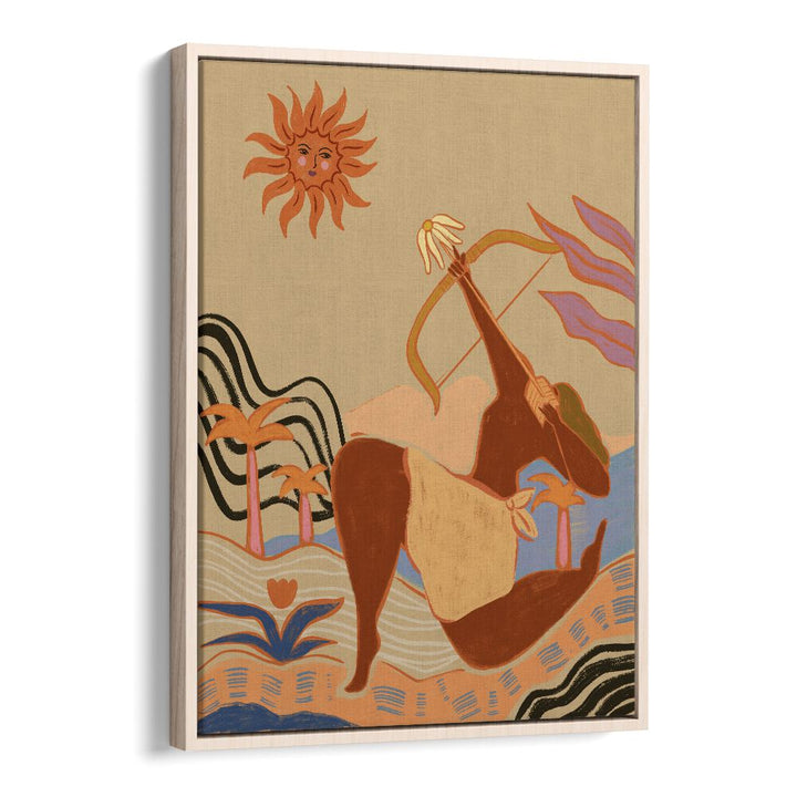 Bow And Arrow By Arty Guava Wall Art Prints in Oak Wood Floater Frame