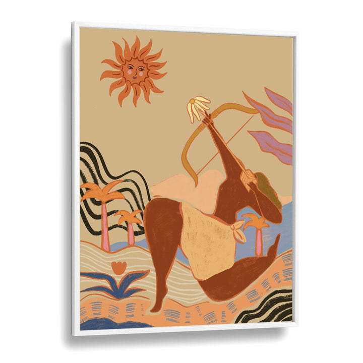 Bow And Arrow By Arty Guava Wall Art Prints in White Plain Frame