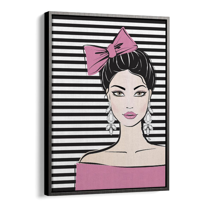 Bow Girl by Martina Fashion Paintings Fashion Posters in Black Floater Frame