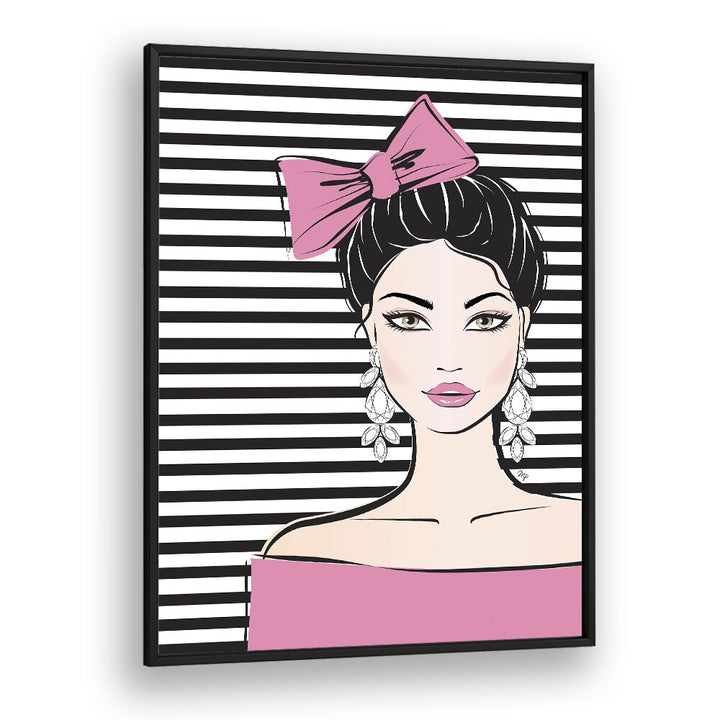 Bow Girl by Martina Fashion Paintings Fashion Posters in Black Plain Frame