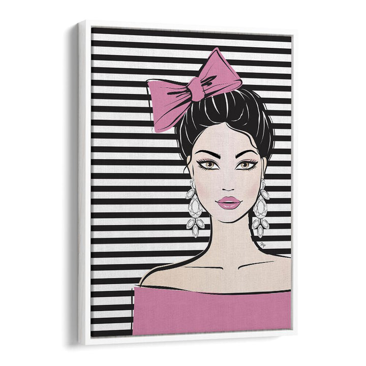 Bow Girl by Martina Fashion Paintings Fashion Posters in White Floater Frame