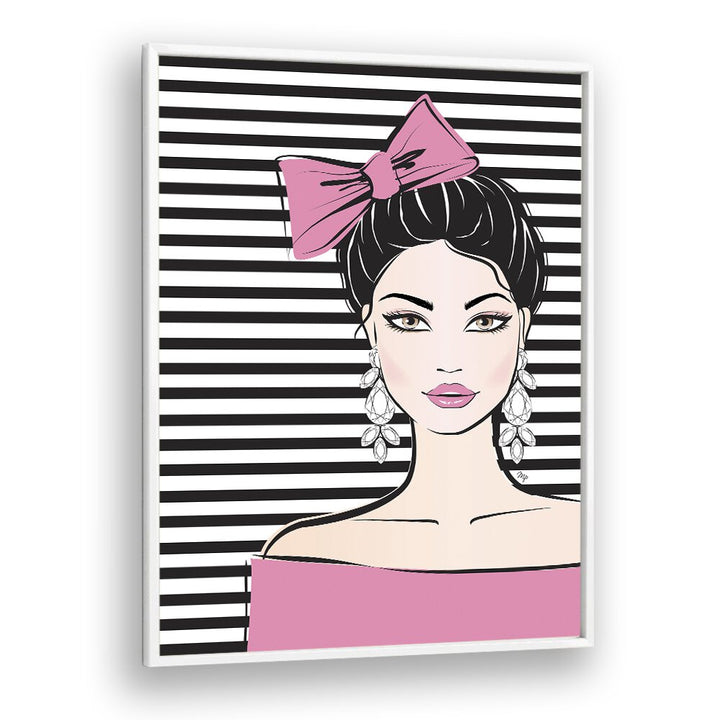 Bow Girl by Martina Fashion Paintings Fashion Posters in White Plain Frame