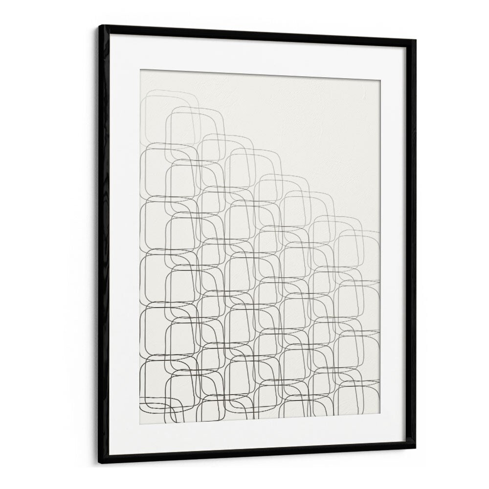 Box In Box By Grishma Korjani Line Art Prints in Black Frame With Mount