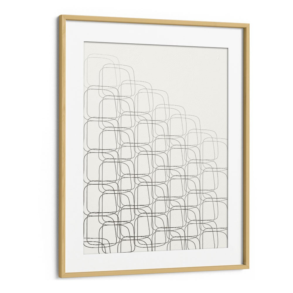 Box In Box By Grishma Korjani Line Art Prints in Oak Wood Frame With Mount