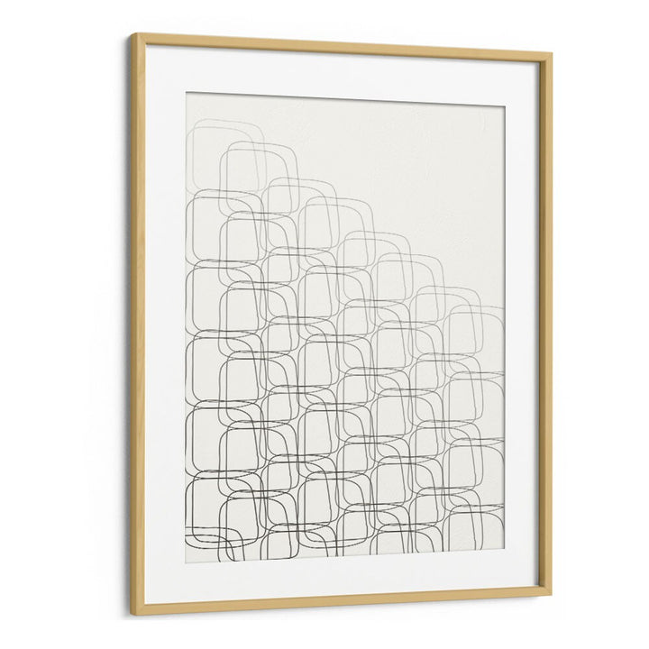 Box In Box By Grishma Korjani Line Art Prints in Oak Wood Frame With Mount