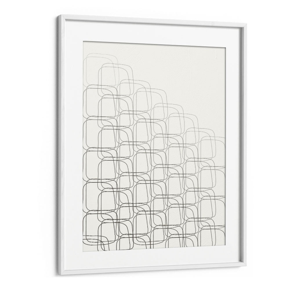 Box In Box By Grishma Korjani Line Art Prints in White Frame With Mount