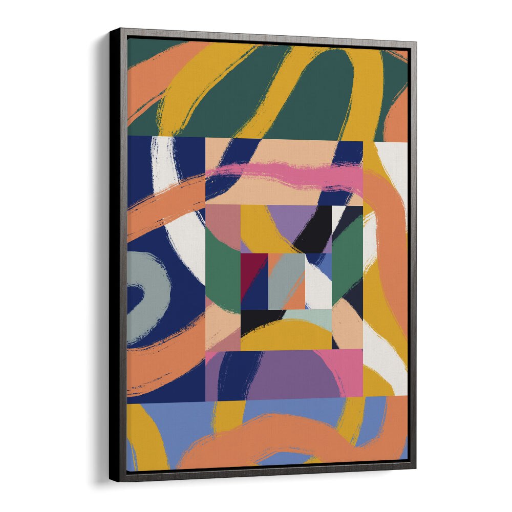 Boxes Of Ribbons By Little Dean Abstract Art Abstract Paintings in Black Floater Frame