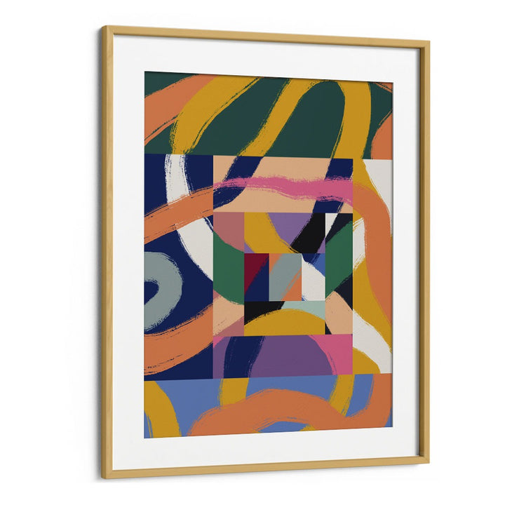 Boxes Of Ribbons By Little Dean Abstract Art Abstract Paintings in Oak Wood Frame With Mount