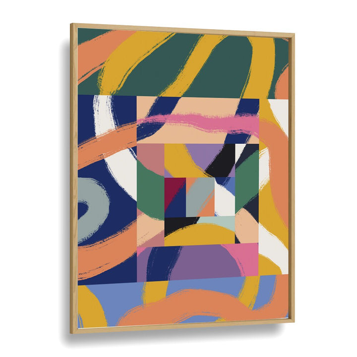 Boxes Of Ribbons By Little Dean Abstract Art Abstract Paintings in Oak Wood Plain Frame