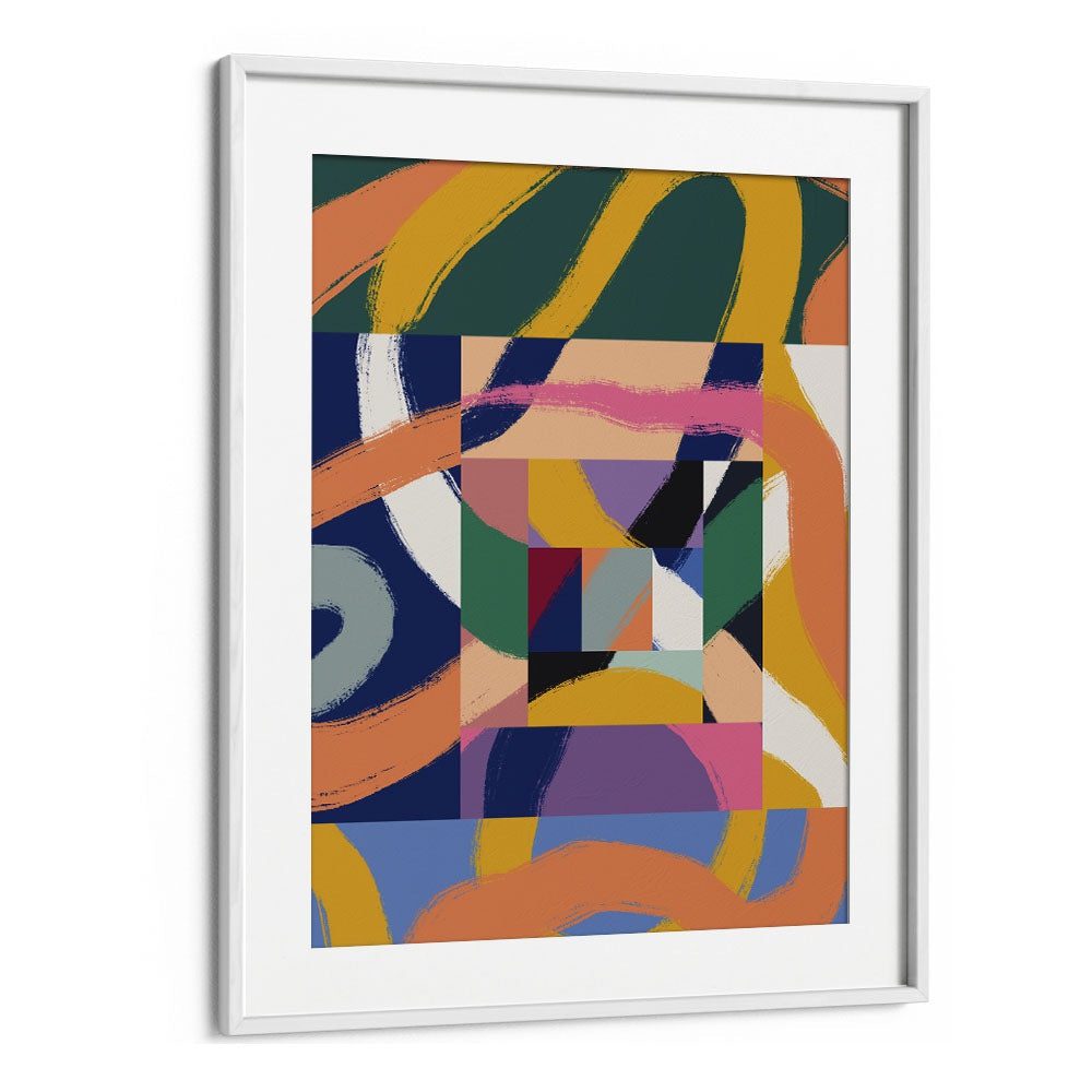 Boxes Of Ribbons By Little Dean Abstract Art Abstract Paintings in White Frame With Mount