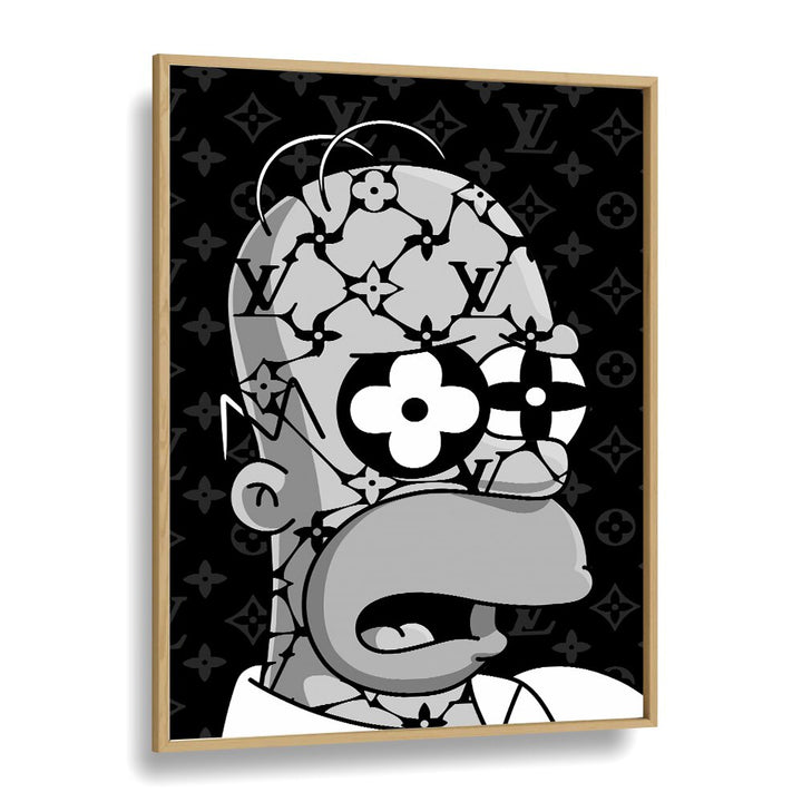 Brand Simpson X LV Comic Wall Art Comic Posters in Oak Wood Plain Frame