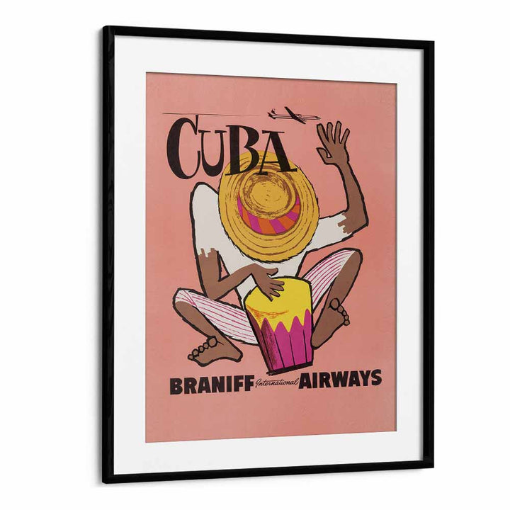 Braniff Airways-cuba  Retro Travel Posters in Black Frame With Mount