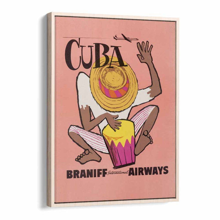 Braniff Airways-cuba  Retro Travel Posters in Oak Wood Floater Frame