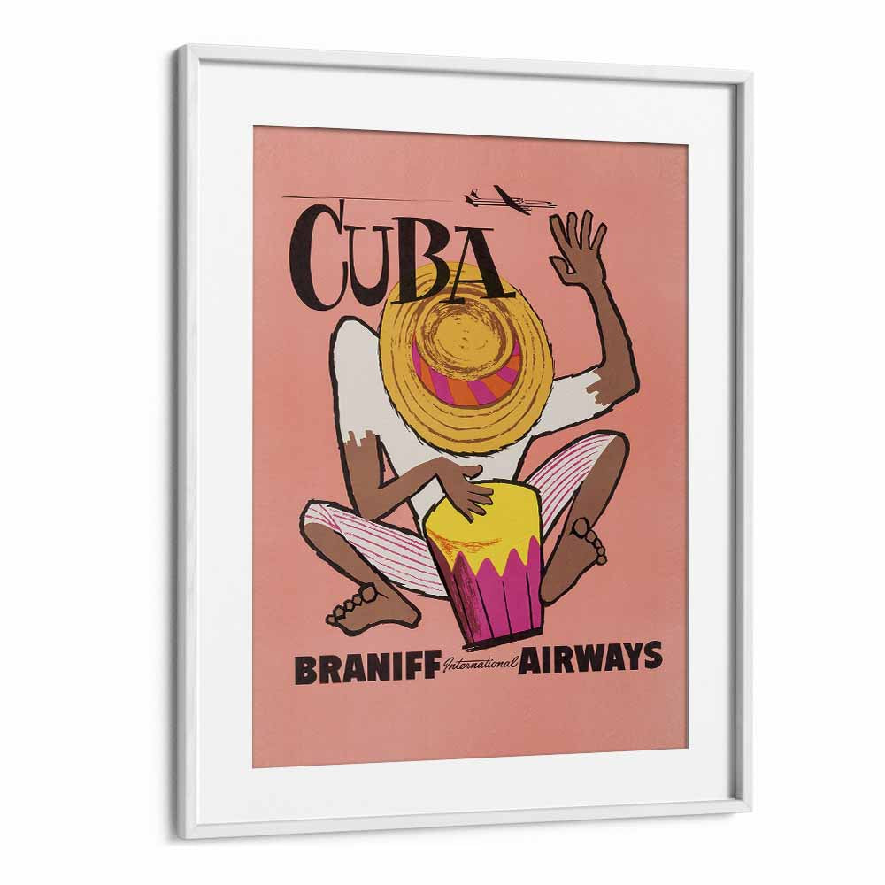 Braniff Airways-cuba  Retro Travel Posters in White Frame With Mount