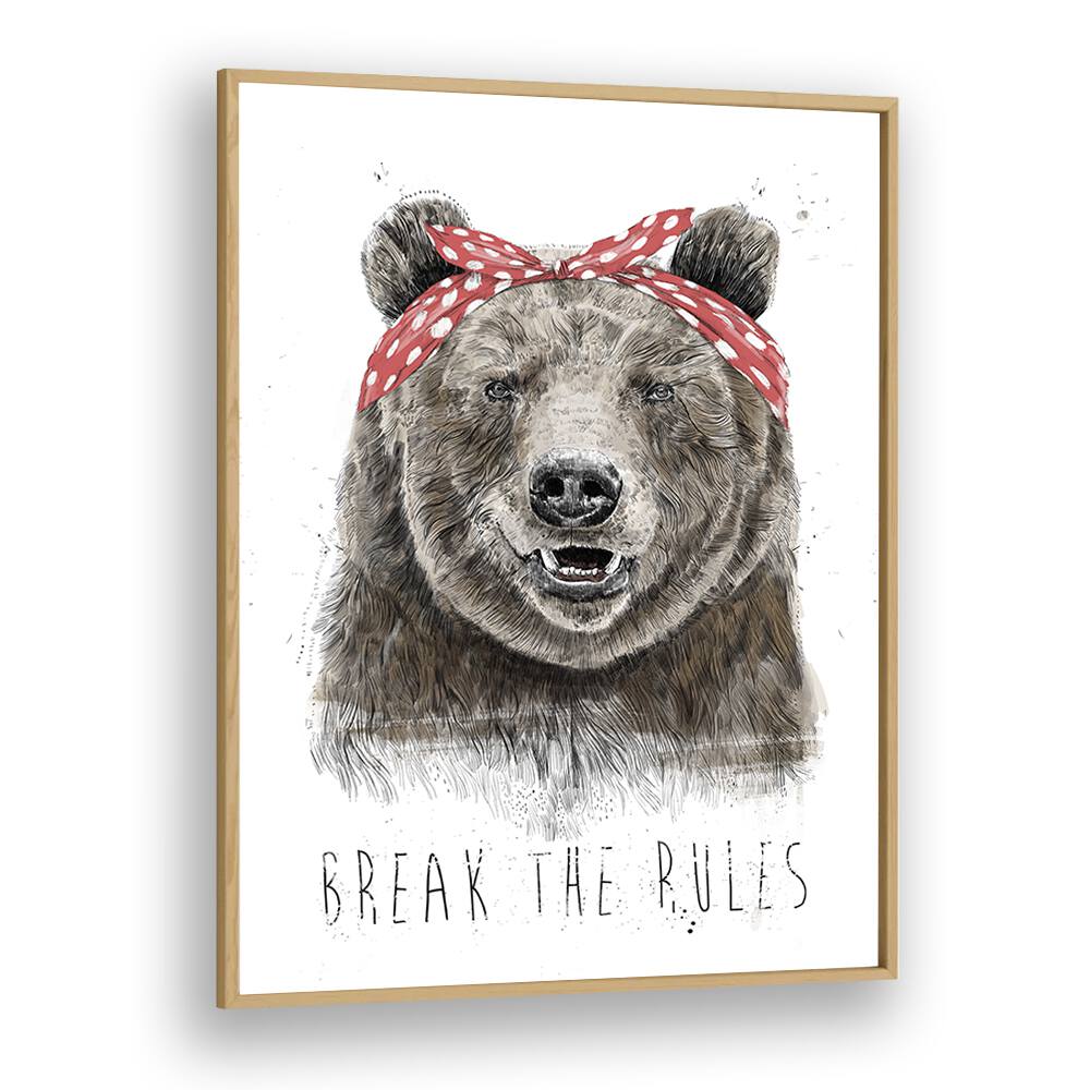 Break The Rules By Balazs Solti Kids Room Art in Oak Wood Plain Frame