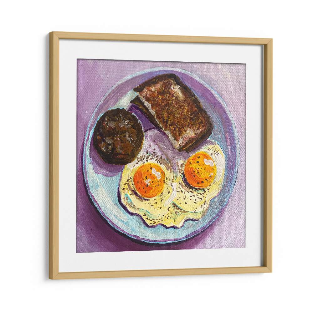 Breakfast By Key And Sea Creative Bar and Cafe Art in Oak Wood Frame With Mount