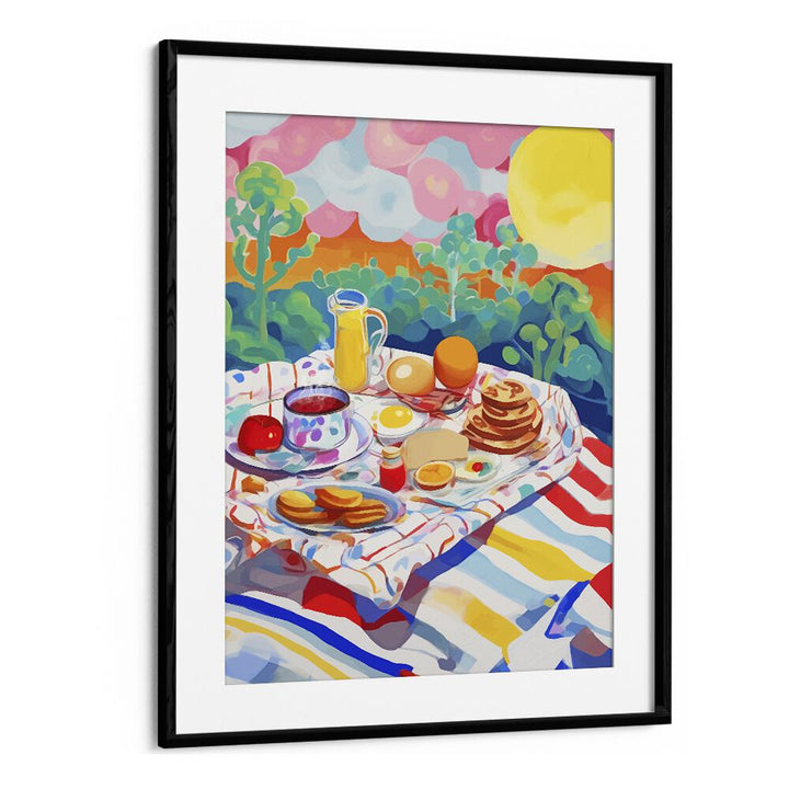 Breakfast Picnic By Uma Gokhale Kitchen Paintings in Black Frame With Mount