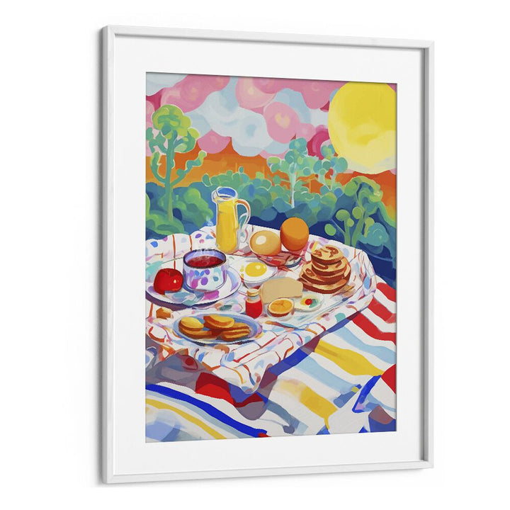 Breakfast Picnic By Uma Gokhale Kitchen Paintings in White Frame With Mount