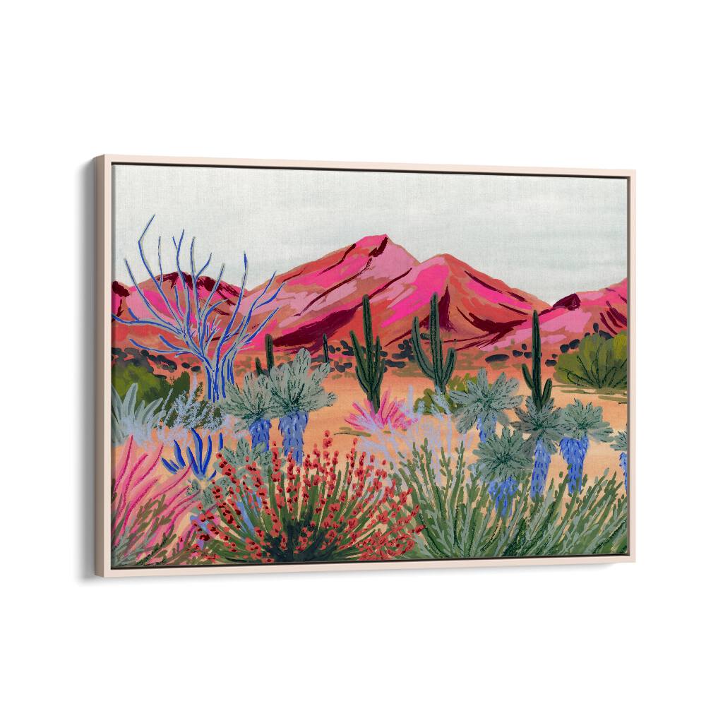 Bright Desert By Sarah Gesek Landscape Art Prints in Oak Wood Floater Frame