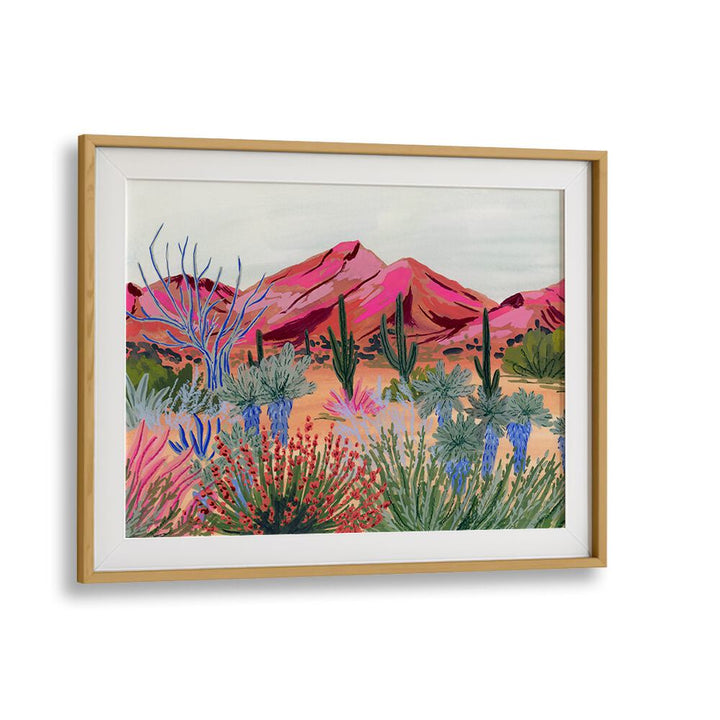 Bright Desert By Sarah Gesek Landscape Art Prints in Oak Wood Frame With Mount