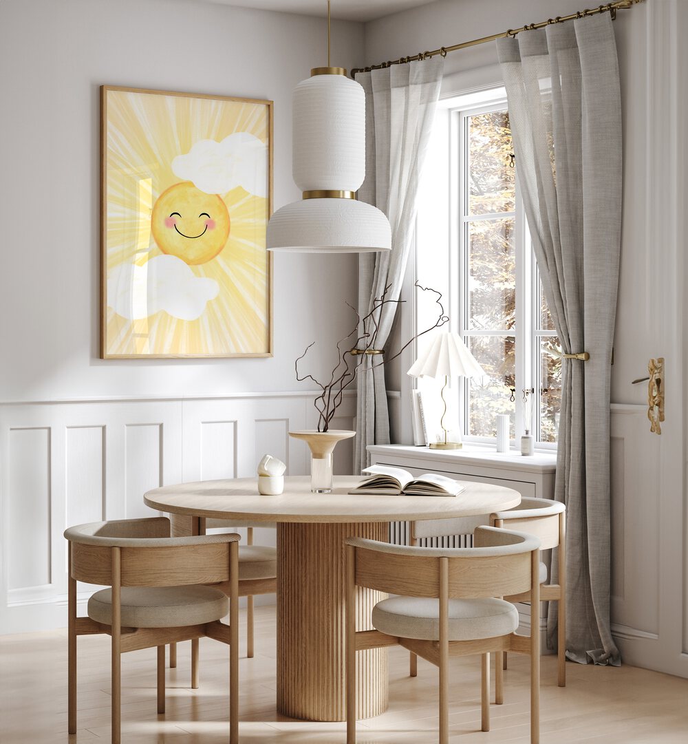 Bright sunny day painting for kids' room, adding joy and warmth to any space. Perfect for a cheerful atmosphere.