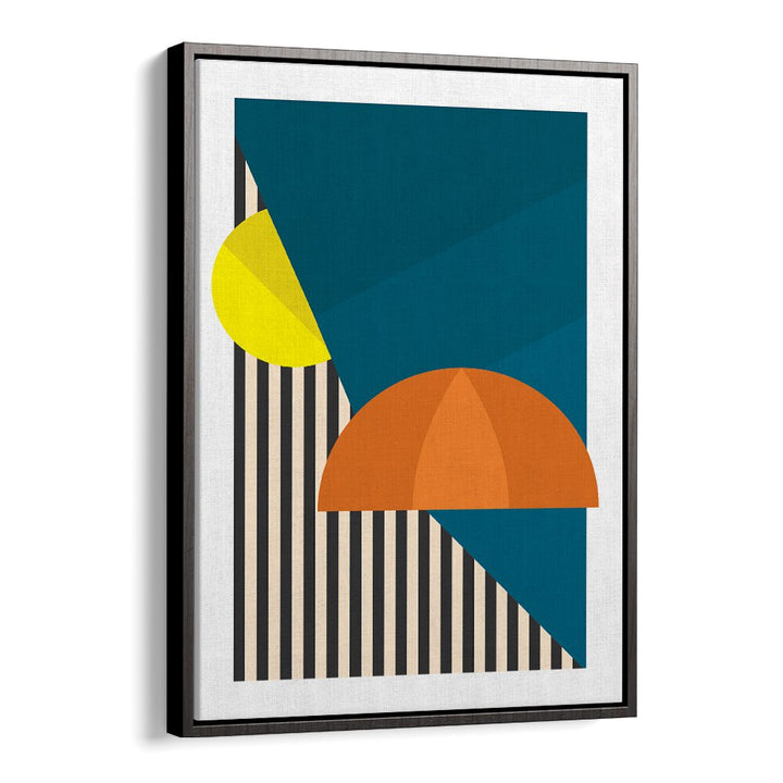 British Weather By Frankie Kerr-dineen Geometric Paintings in Black Floater Frame