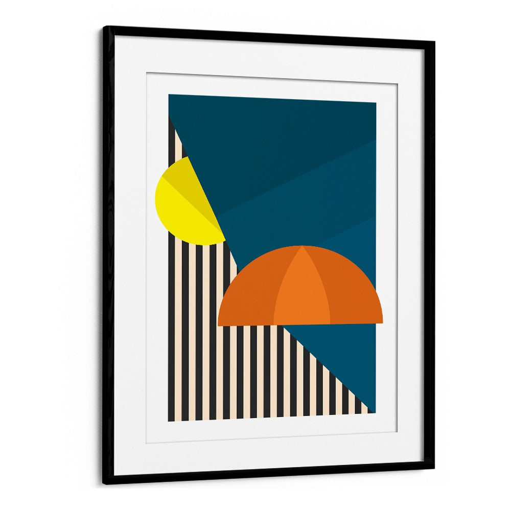 British Weather By Frankie Kerr-dineen Geometric Paintings in Black Frame With Mount