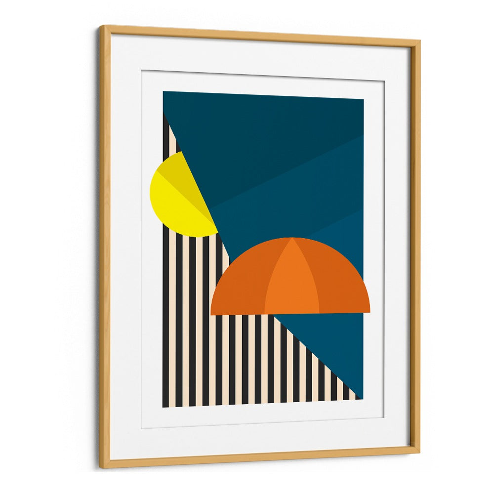 British Weather By Frankie Kerr-dineen Geometric Paintings in Oak Wood Frame With Mount