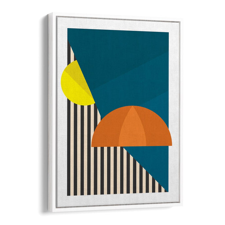 British Weather By Frankie Kerr-dineen Geometric Paintings in White Floater Frame