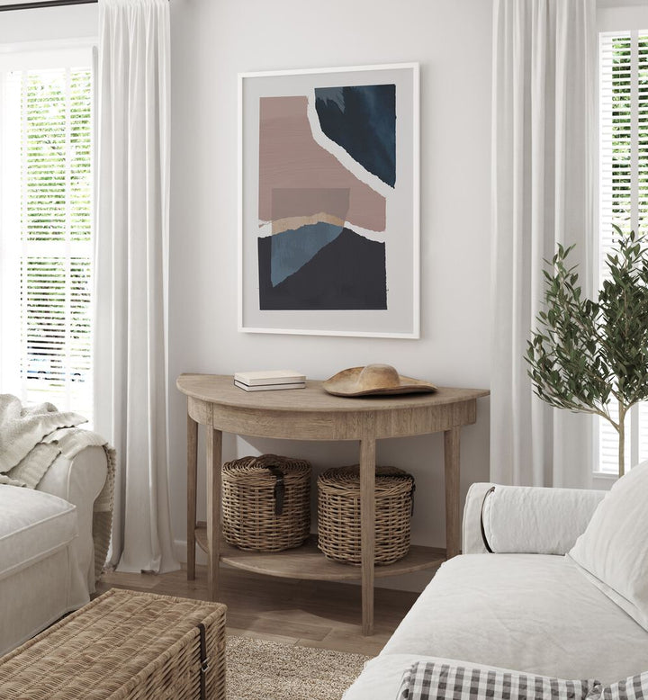 Broken Pieces By Mareike By Mareike Bohmer Abstract Art Abstract Paintings in White Plain Frame placed on a White Colored Wall in the Living Room