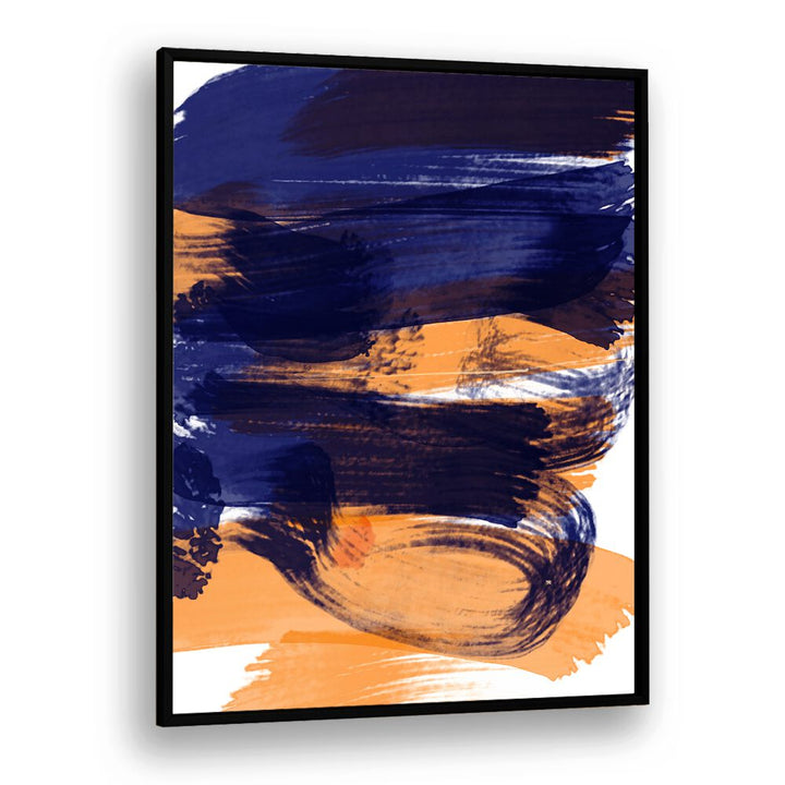 Brushed Sapphire Sunset by Nilesh Kulkarni Abstract Paintings in Black Plain Frame