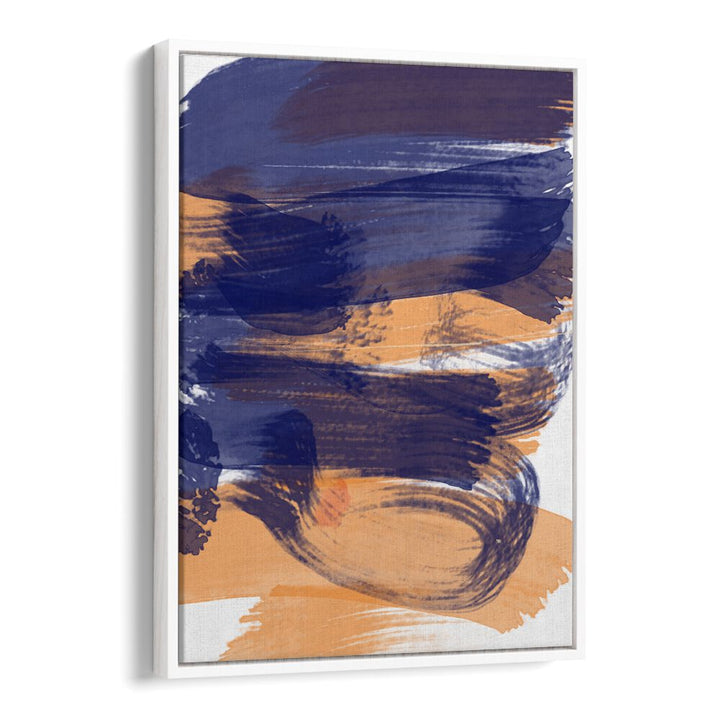 Brushed Sapphire Sunset by Nilesh Kulkarni Abstract Paintings in White Floater Frame