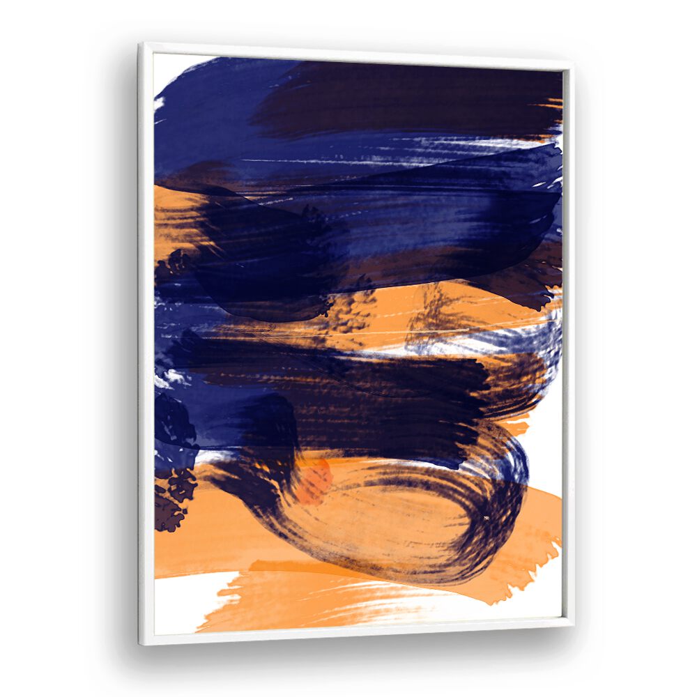 Brushed Sapphire Sunset by Nilesh Kulkarni Abstract Paintings in White Plain Frame