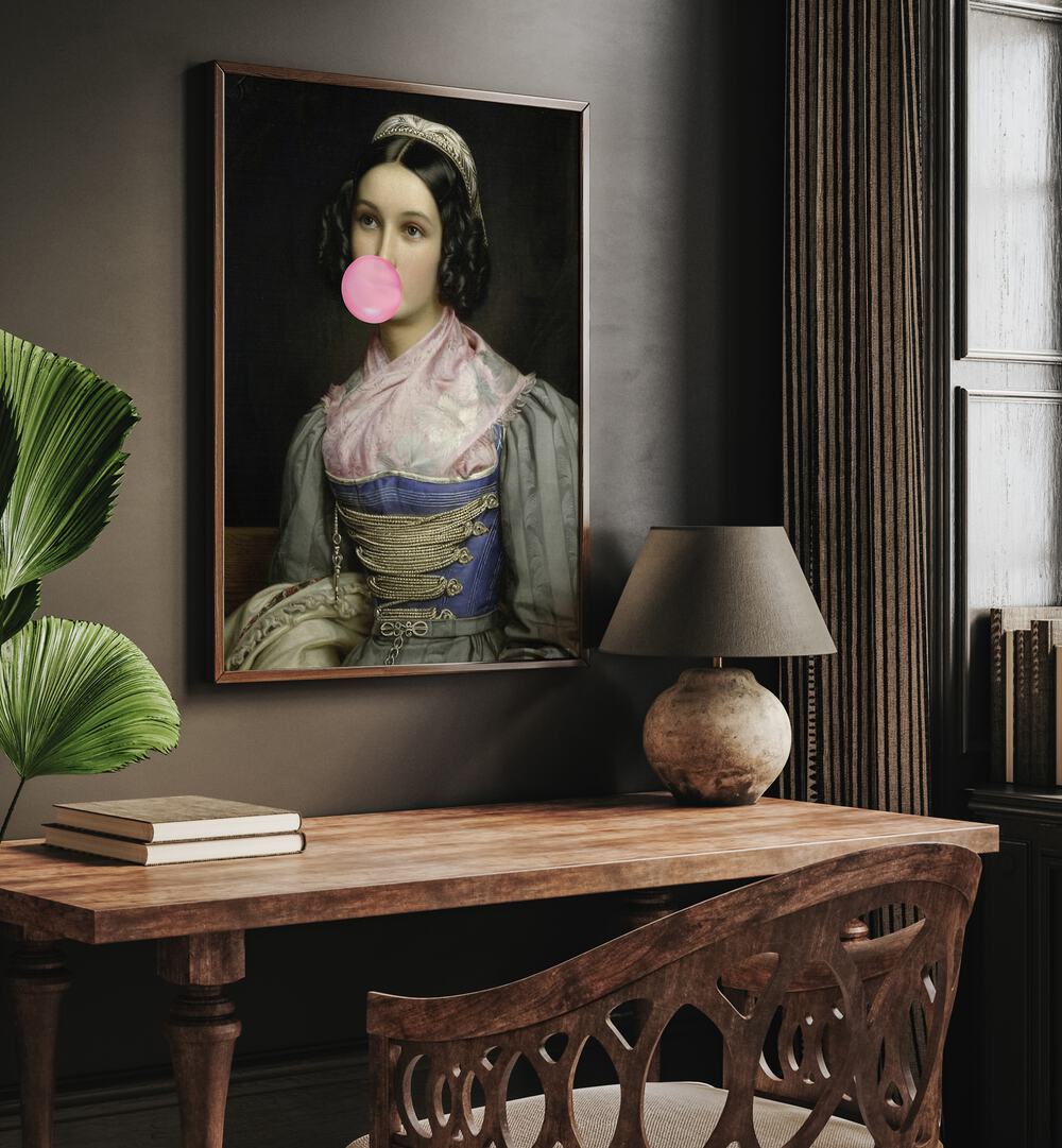 Bubble Gum Portrait, Altered Art Prints by The Art Concept, showcasing a unique blend of elegance and modern design.