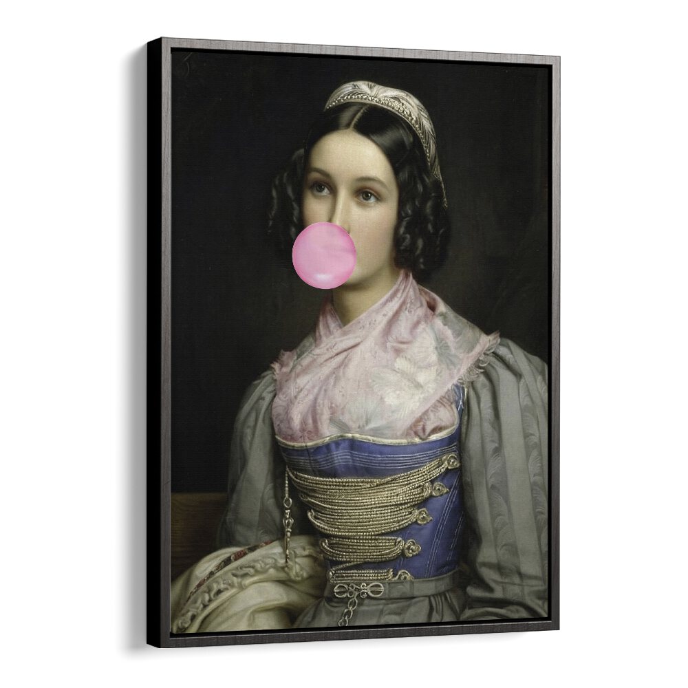 Bubble Gum Portrait by the Art Concept Altered Art Prints in Black Floater Frame