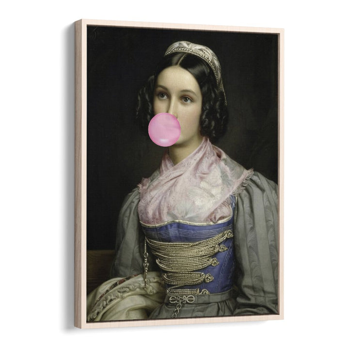 Bubble Gum Portrait by the Art Concept Altered Art Prints in Oak Wood Floater Frame