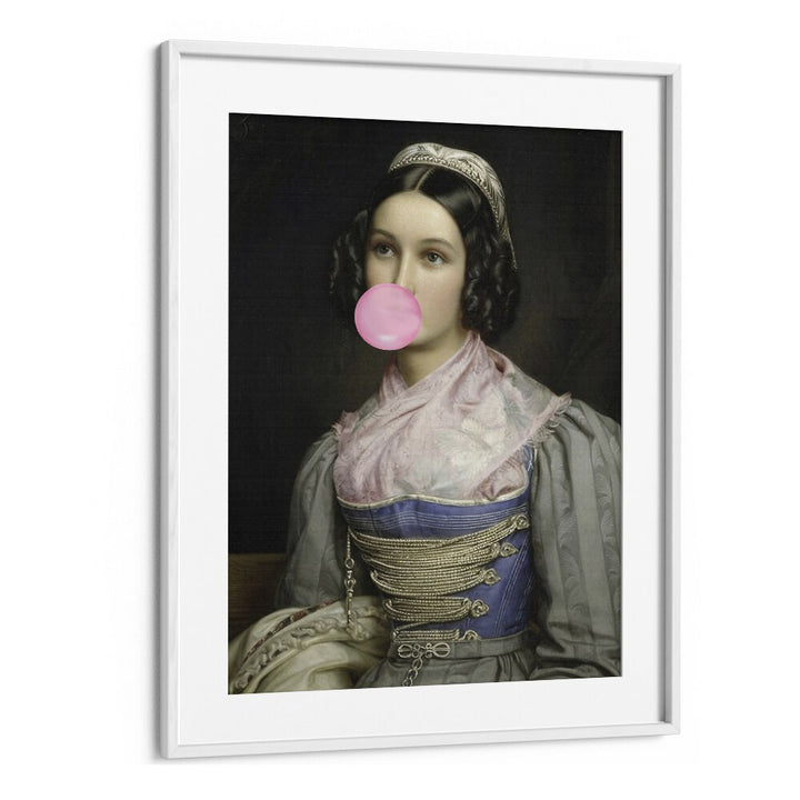 Bubble Gum Portrait by the Art Concept Altered Art Prints in White Frame With Mount