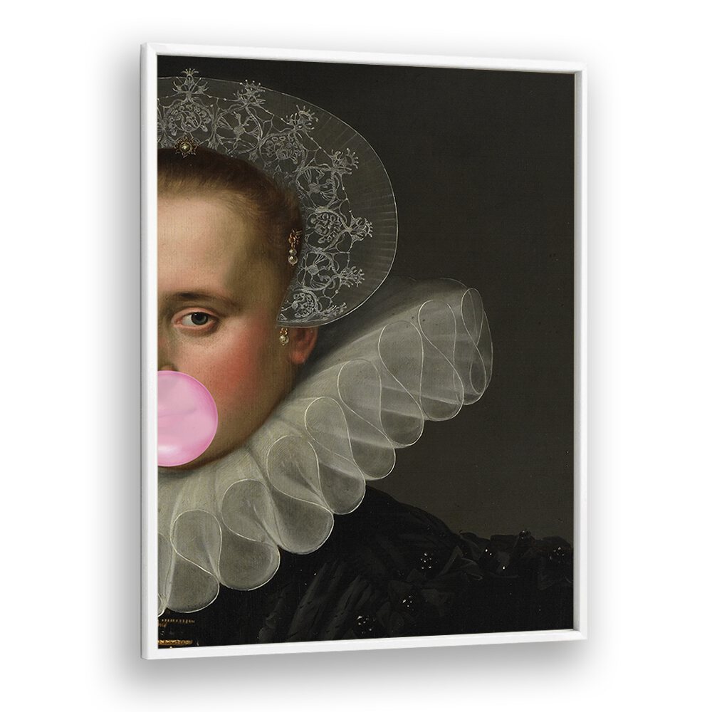 Bubble Gum Queen by the Art Concept Altered Art Prints in White Plain Frame