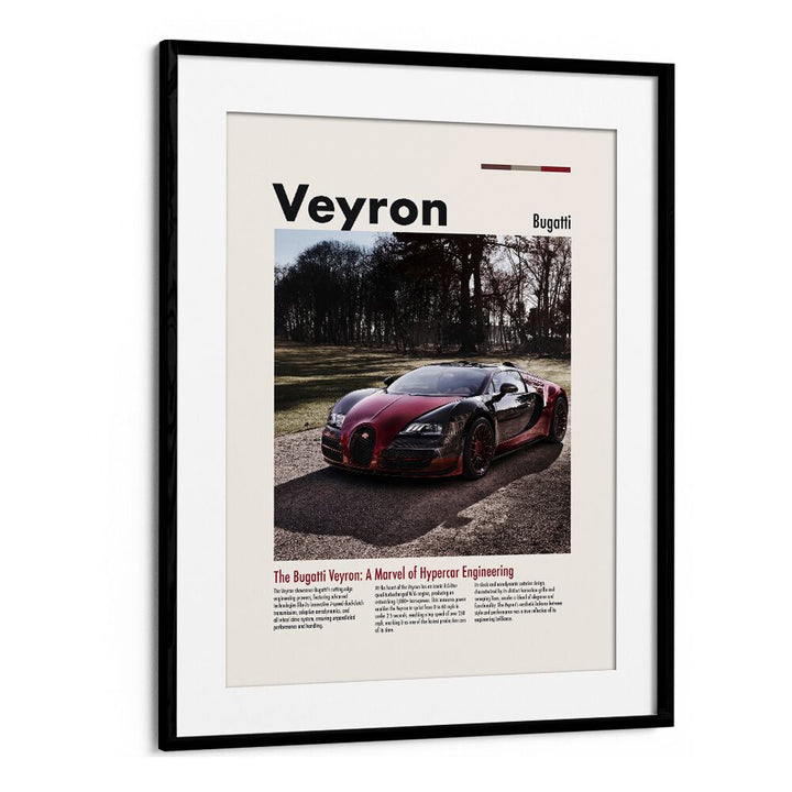 Bugatti Veyron Car Posters Automotive Wall Art Prints in Black Frame With Mount