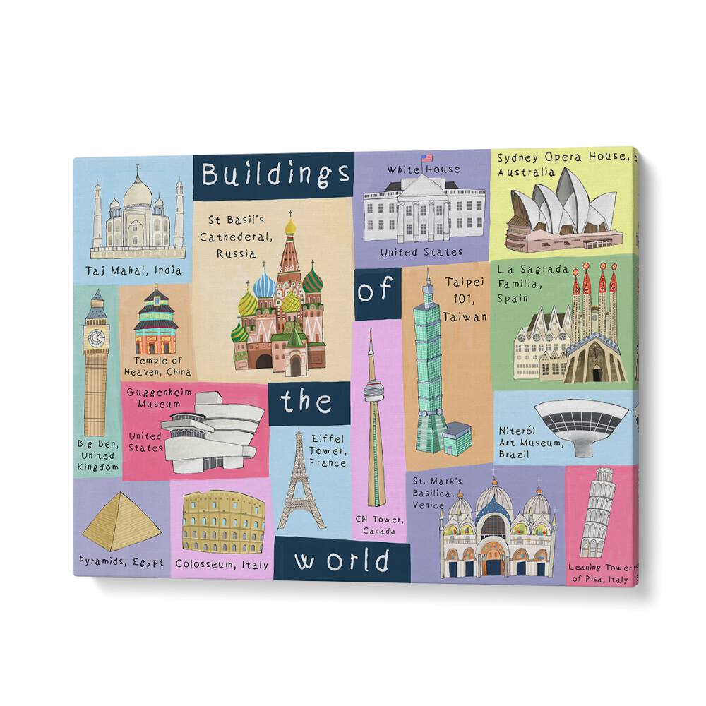 Buildings Of The World By Carla Daly Kids Room Art in Gallery Wrap