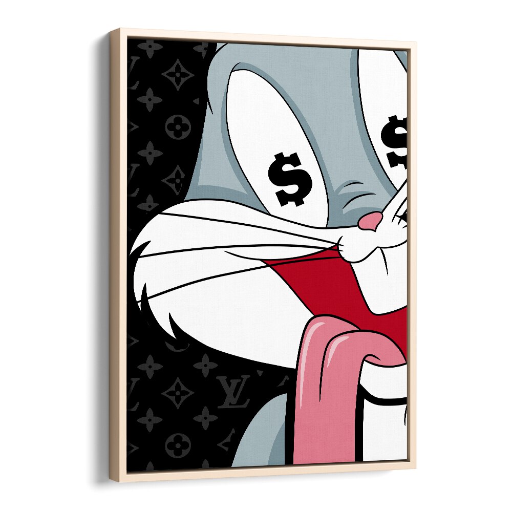 Bunny Comic Art Comic Wall Art Comic Posters in Oak Wood Floater Frame