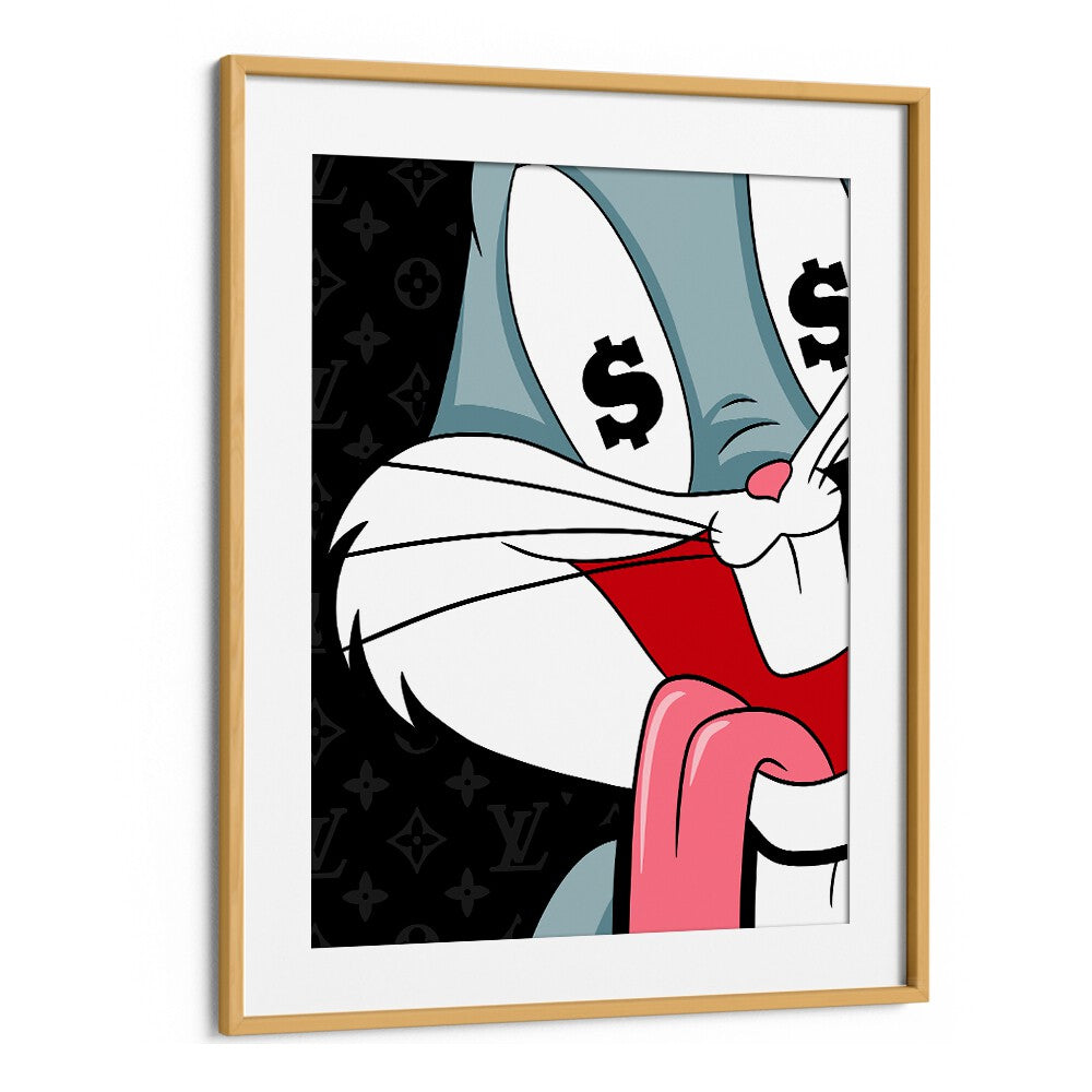 Bunny Comic Art Comic Wall Art Comic Posters in Oak Wood Frame With Mount