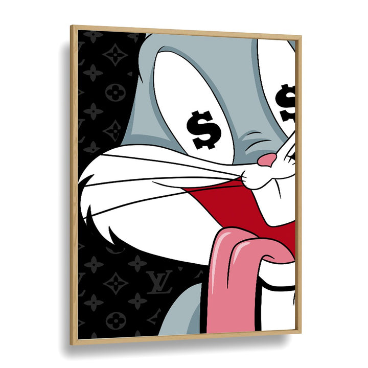 Bunny Comic Art Comic Wall Art Comic Posters in Oak Wood Plain Frame