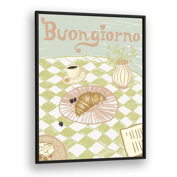 Buongirno by Studio Dolci Cafe Art Prints in Black Plain Frame