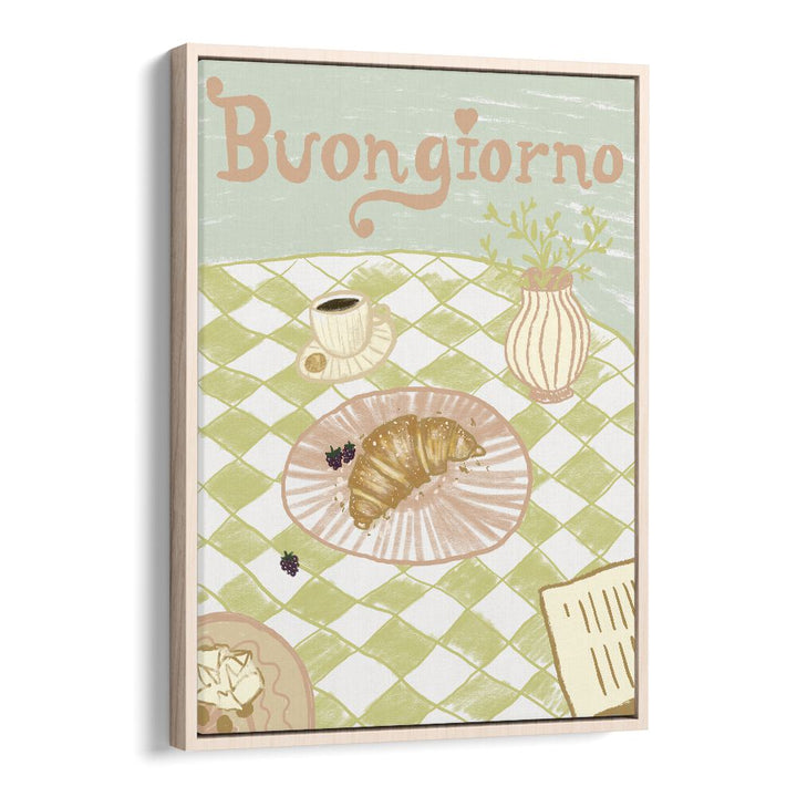 Buongirno by Studio Dolci Cafe Art Prints in Oak Wood Floater Frame