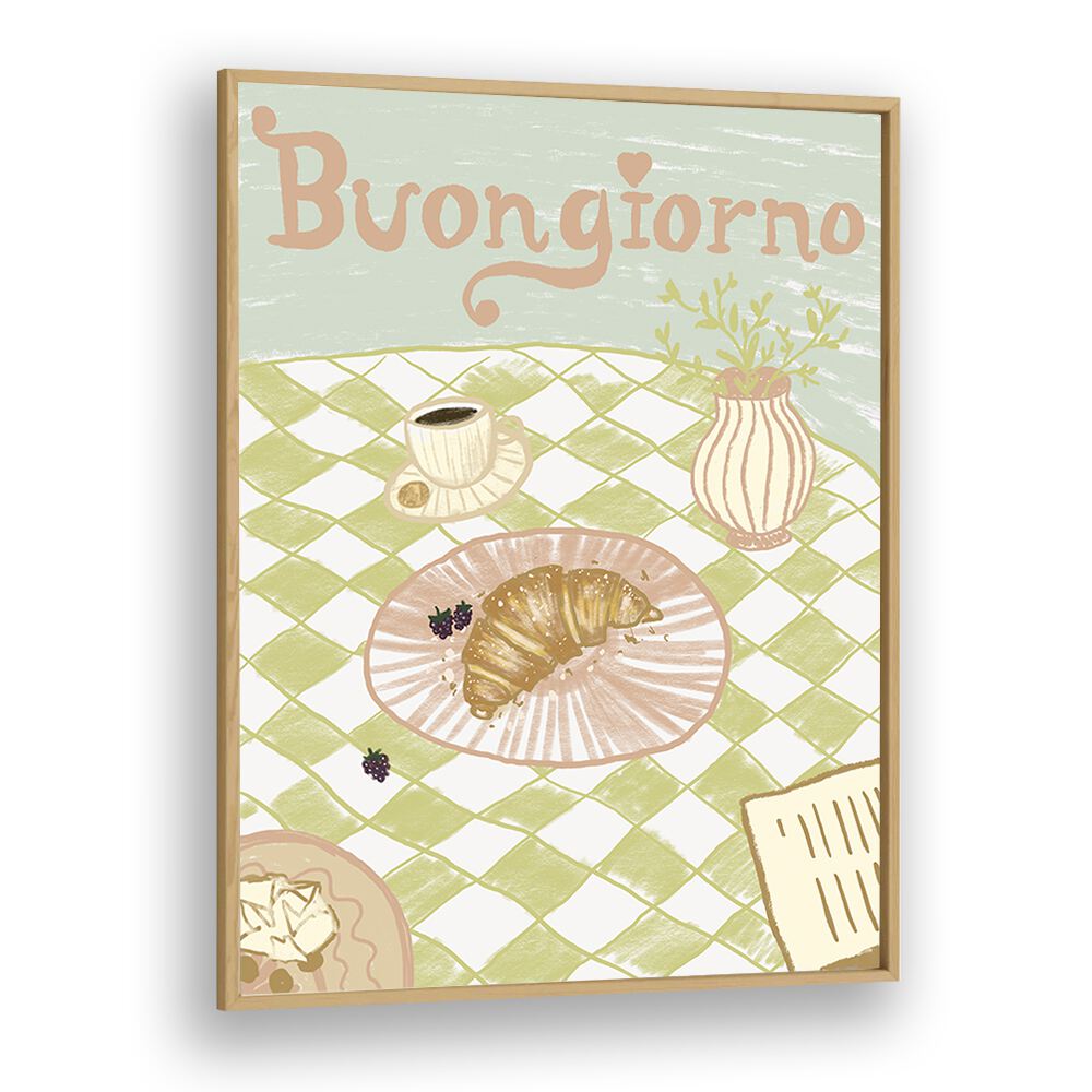 Buongirno by Studio Dolci Cafe Art Prints in Oak Wood Plain Frame