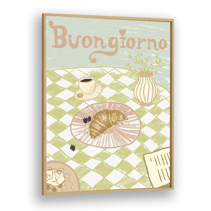 Buongirno by Studio Dolci Cafe Art Prints in Oak Wood Plain Frame