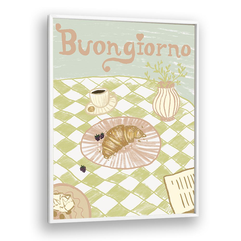 Buongirno by Studio Dolci Cafe Art Prints in White Plain Frame