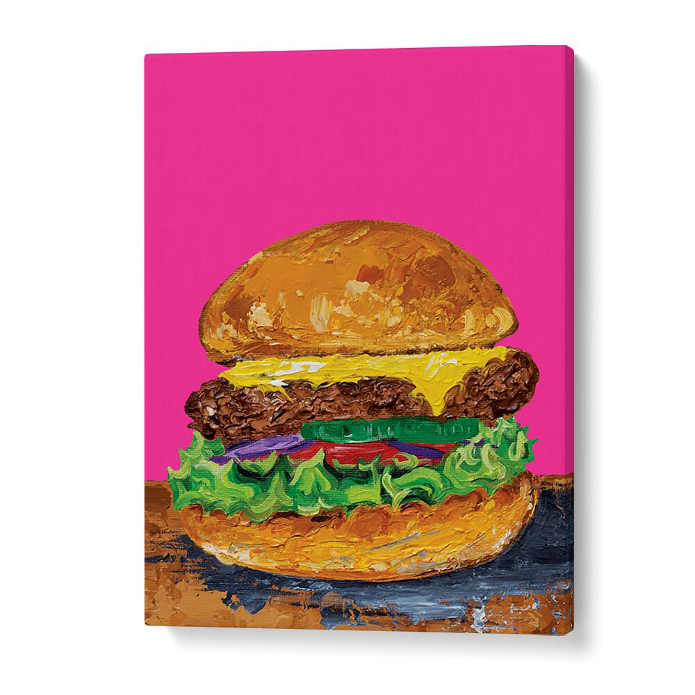 Burger Pink by Alice Straker Cafe Art Prints Cafe Posters in Gallery Wrap