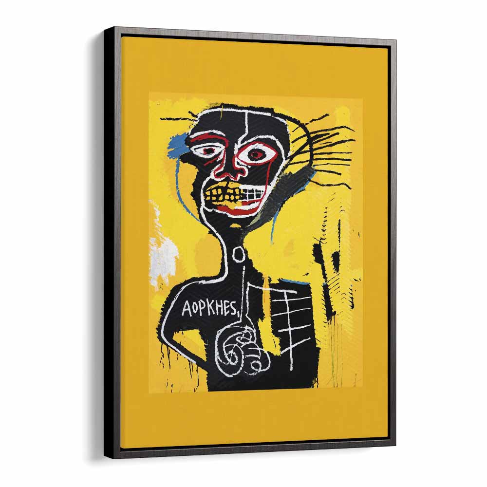 Cabeza By Jean Michel Basquiat (1982) Pop Art Artwork in Black Floater Frame